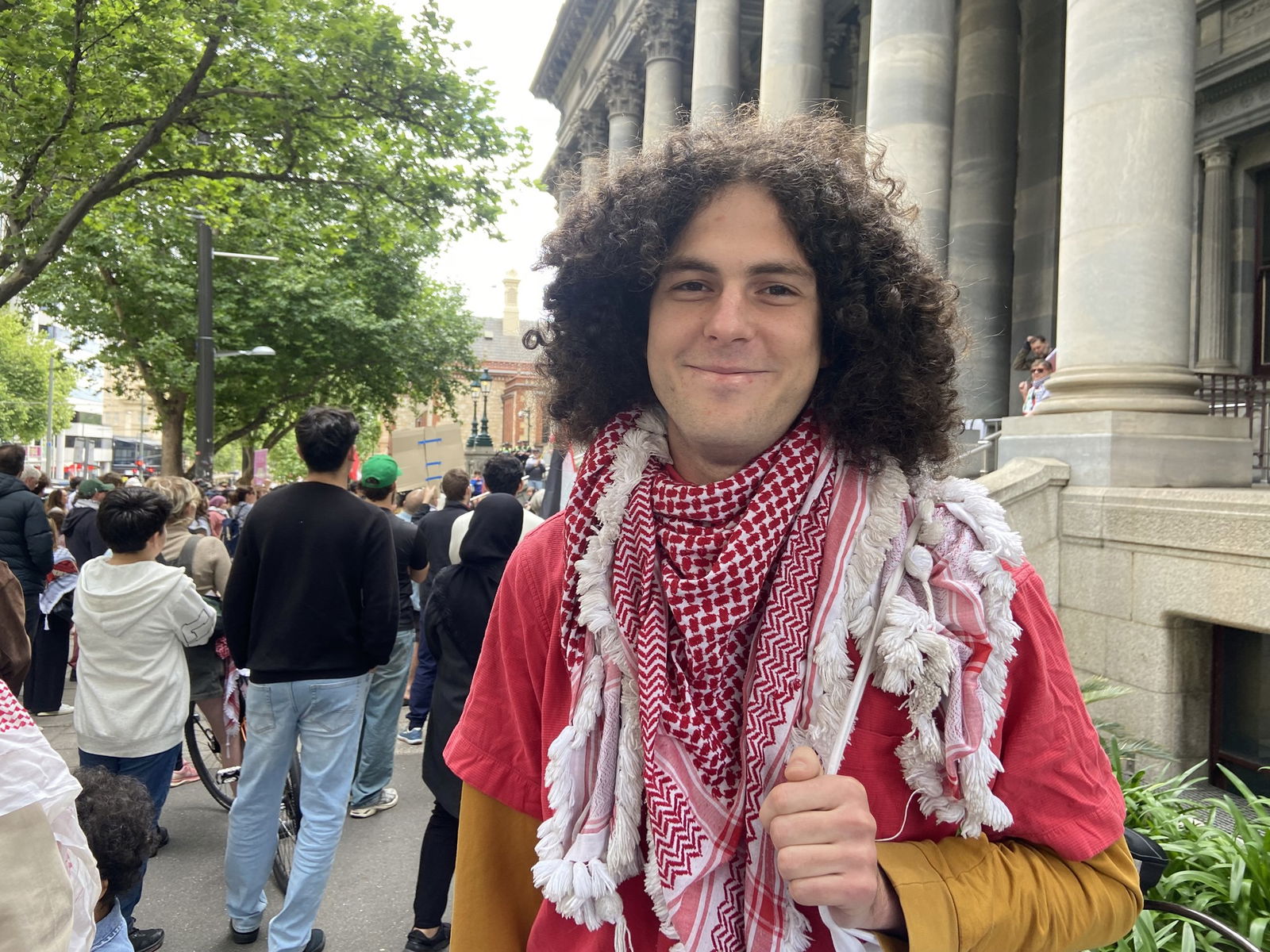 A man wearing a keffiyeh