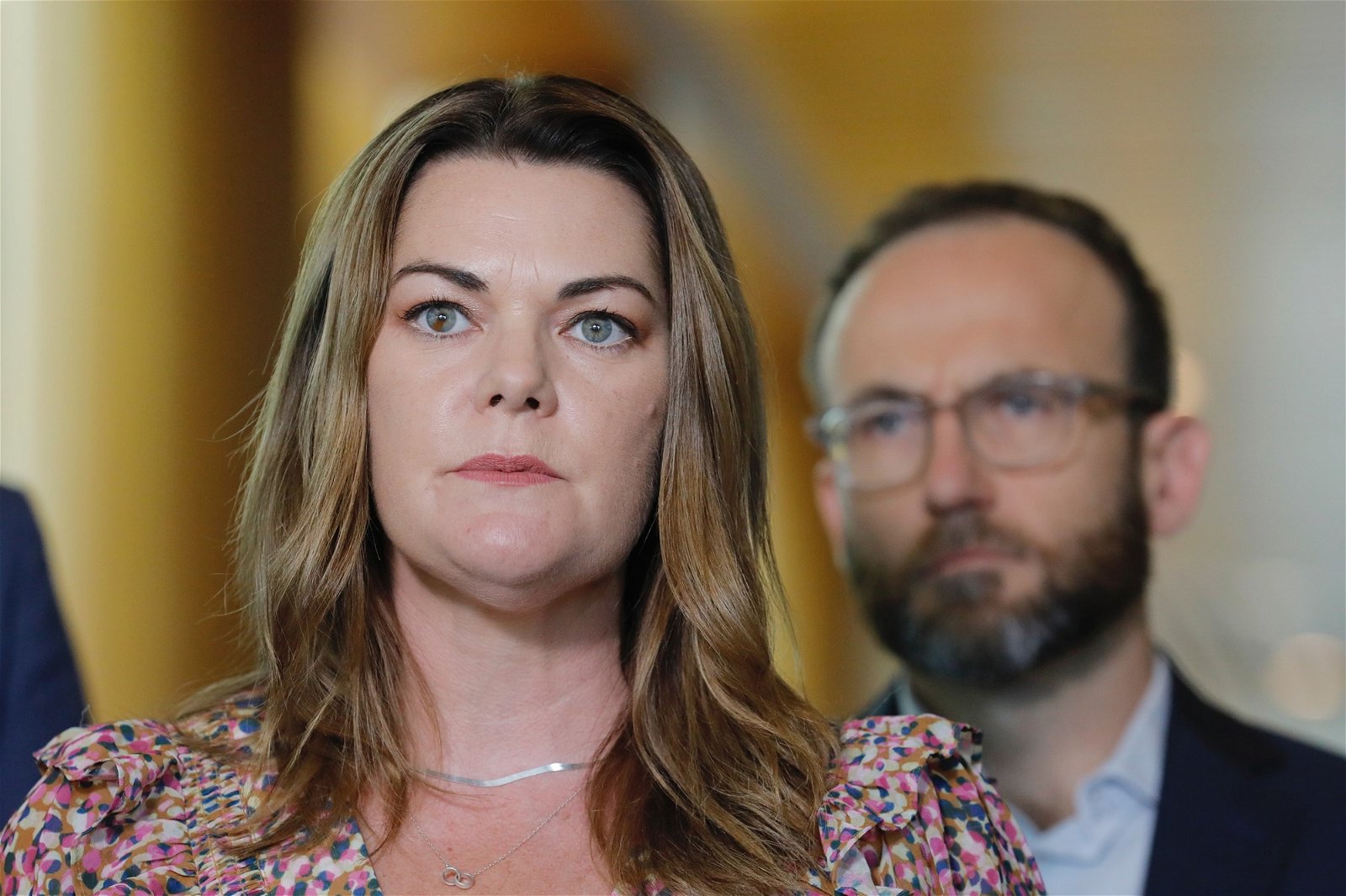 Sarah Hanson-Young and Adam Bandt at a Parliament House press conference.