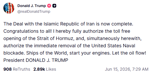 President Trump's social media post
