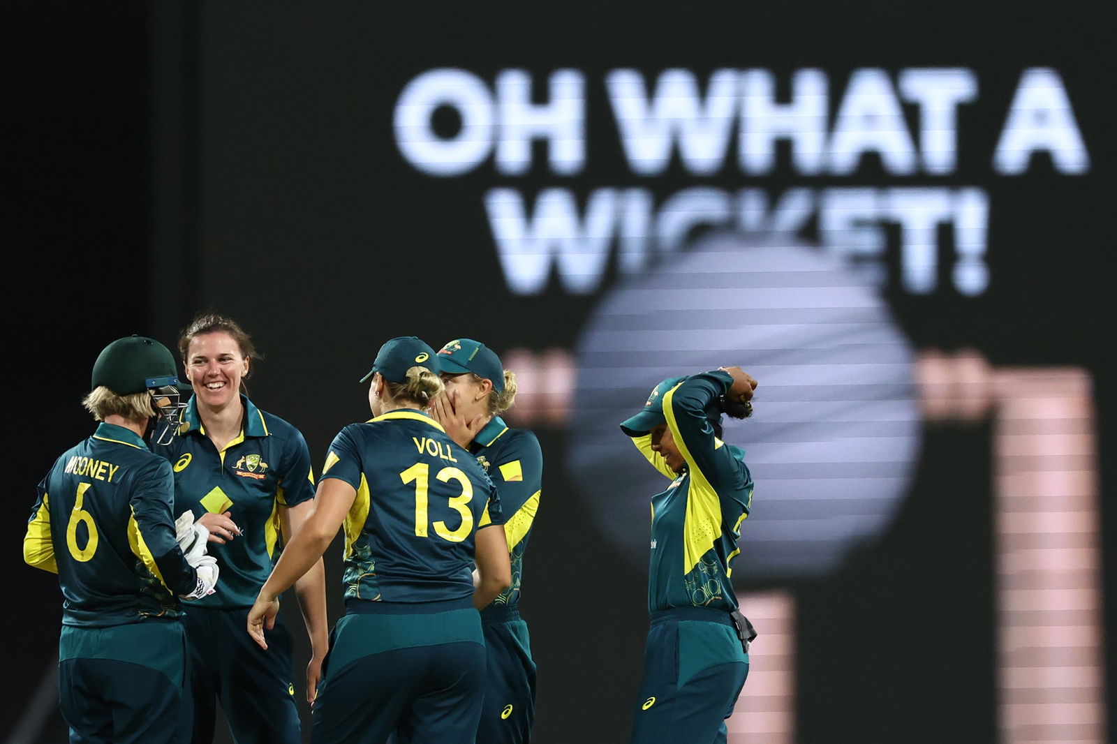 Australia celebrates a wicket