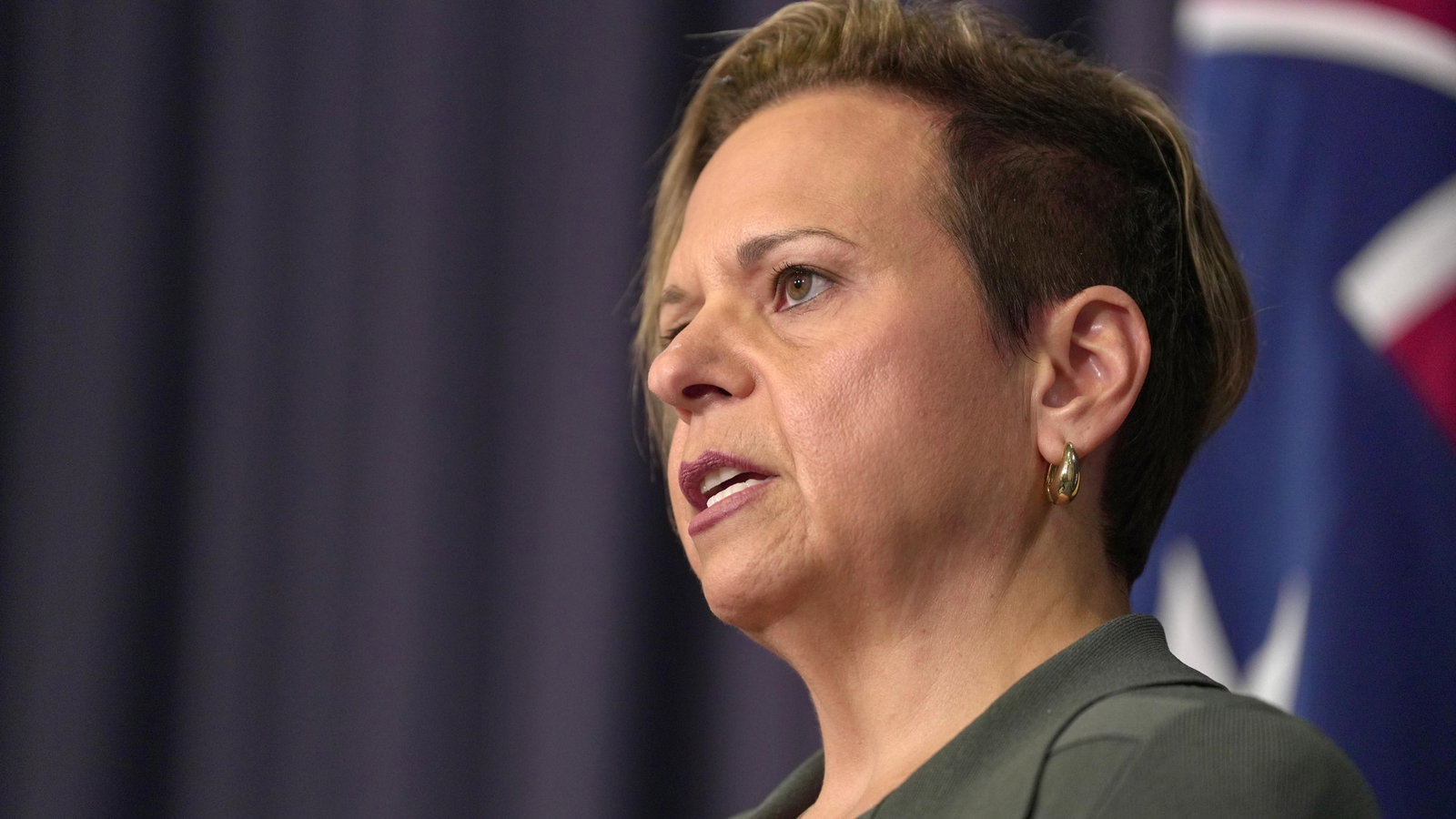 Close up side profile of Michelle Rowland.