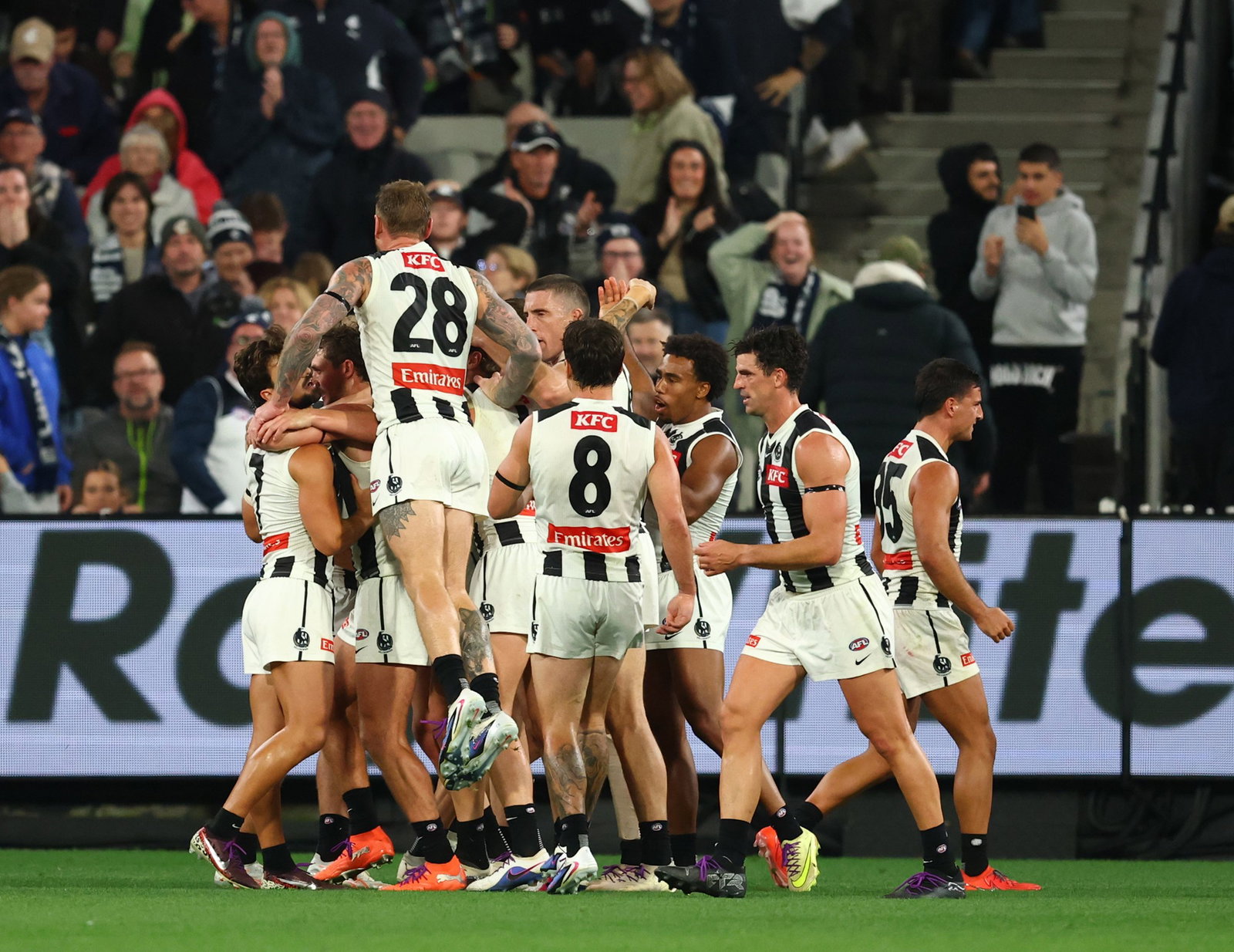 Collingwood kicked seven goals to three in the final quarter to steal a win against Carlton.