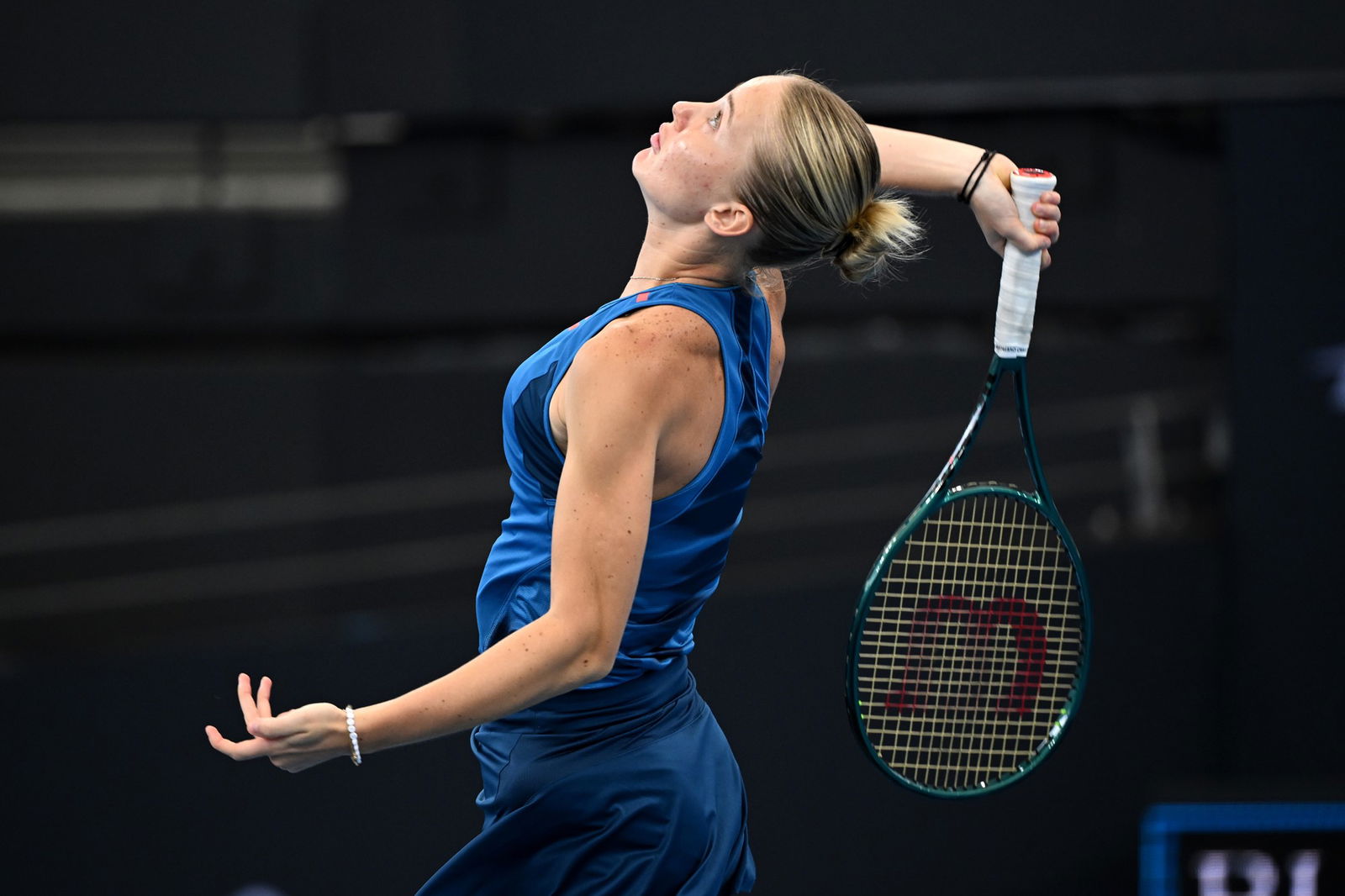 Polina Kudermetova serves.