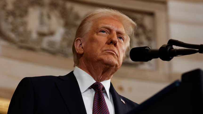 Donald Trump looking serious.