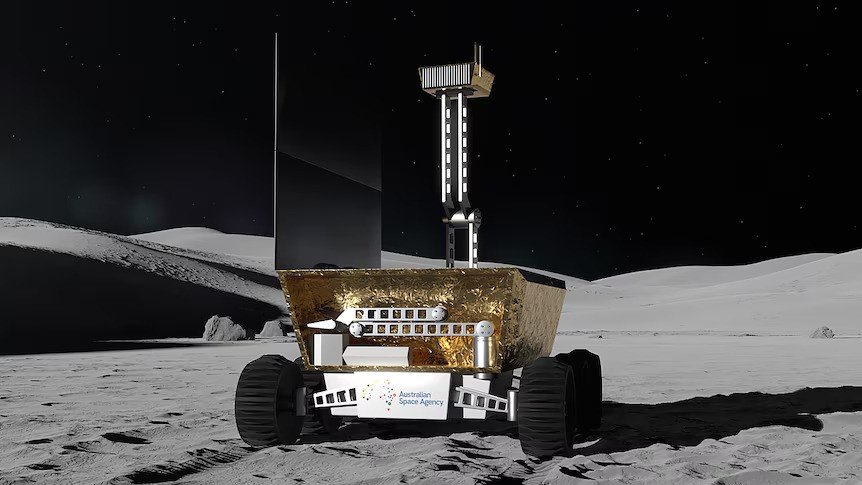 An artist's depiction of a rover on the Moon
