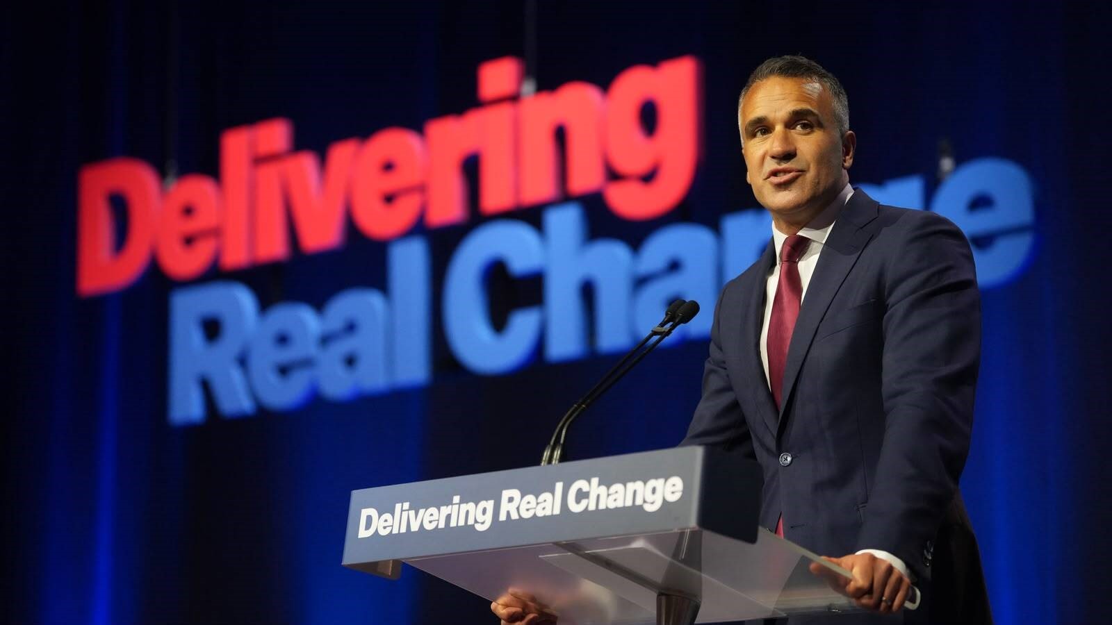 Peter Malinauskas speaks to the national conference.