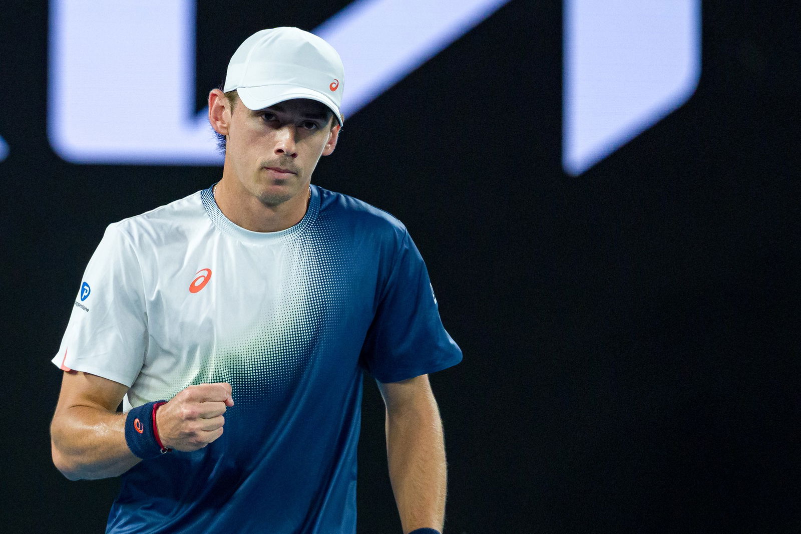 Alex de Minaur fist pumping the air