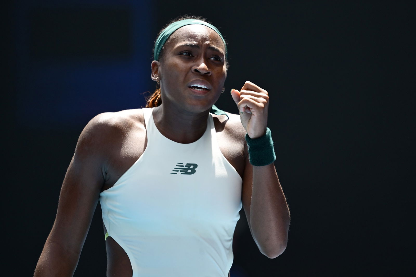 Coco Gauff of the United States celebrates a point.