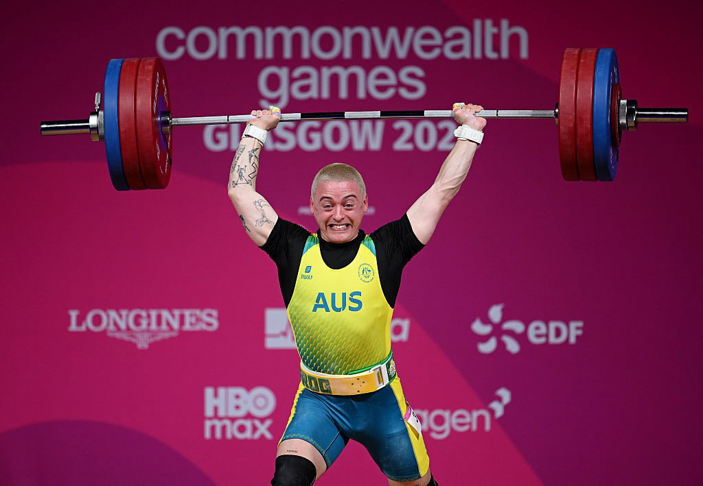 Rory Scott of Team Australia competes during the Men's 79kg Weightlifting on day four of the Glasgow 2026 Commonwealth Games
