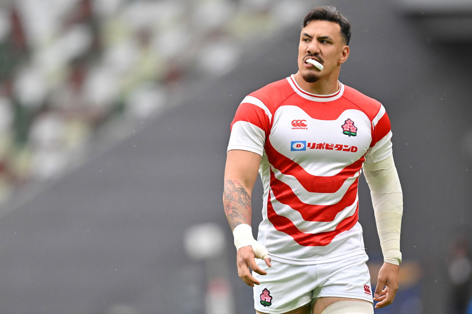 Ben Gunter looks to his right during a Japan training session.