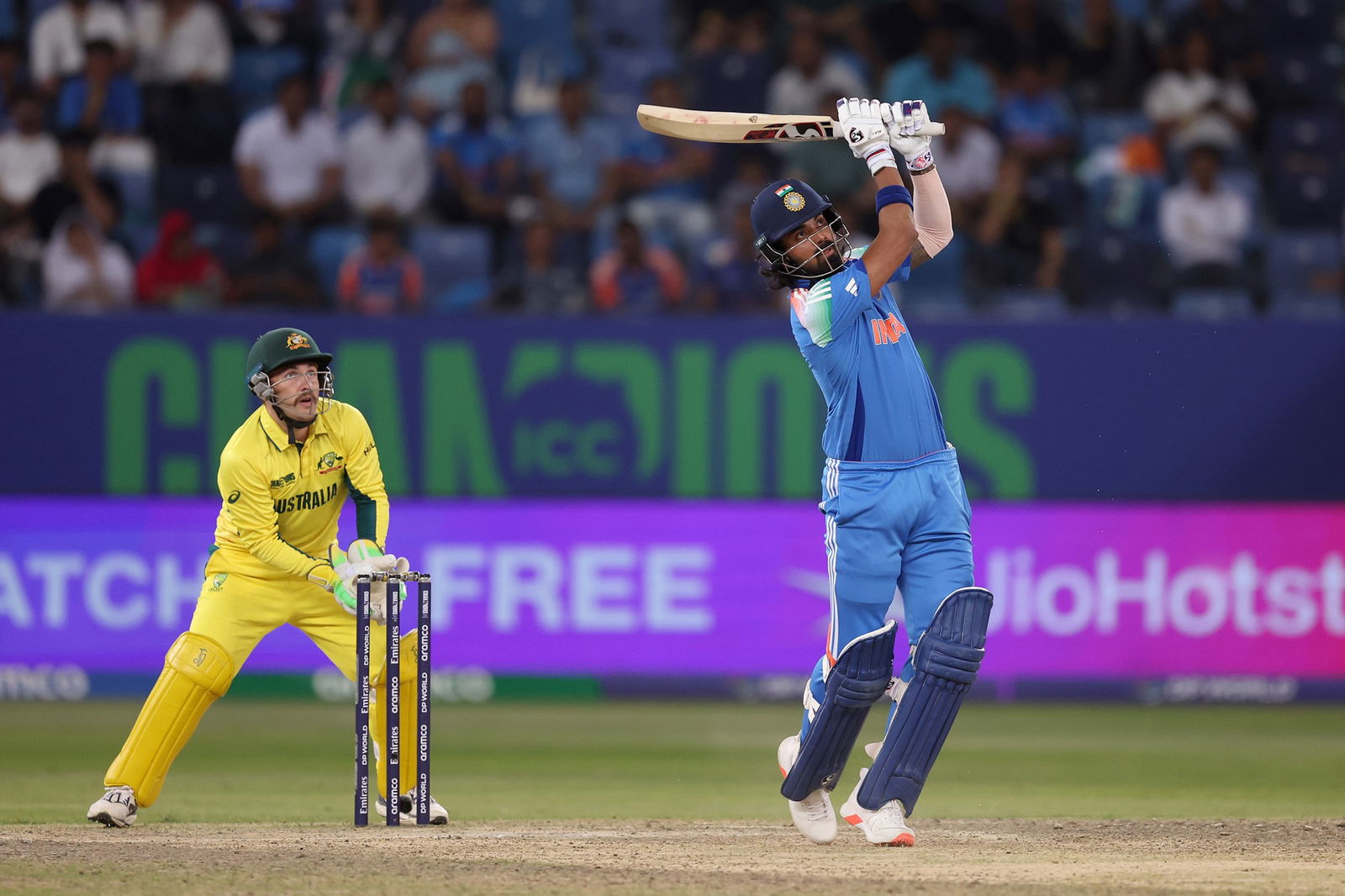 KL Rahul finished up unbeaten on 42 as India sealed a four-wicket win to reach the Champions Trophy final.