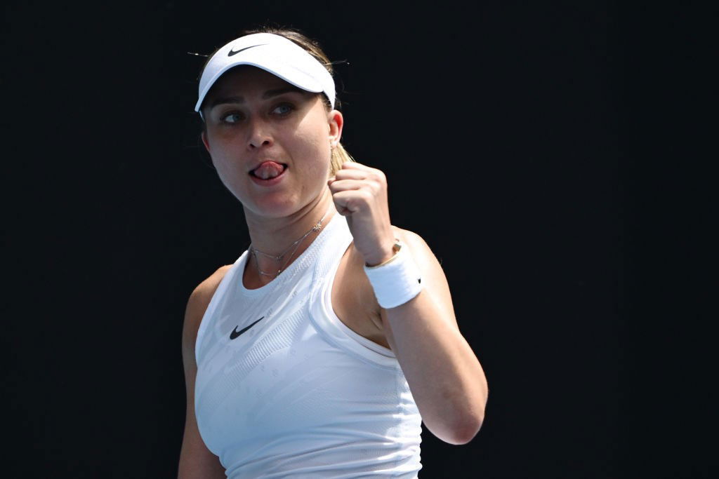 Paula Badosa clenches her fist at the Australian Open.