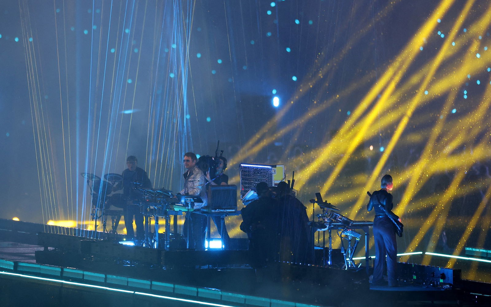 DJs on stage during the Paralympics closing ceremony