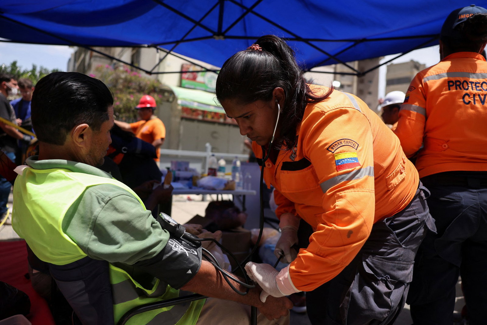 A man recieves medical treatment 