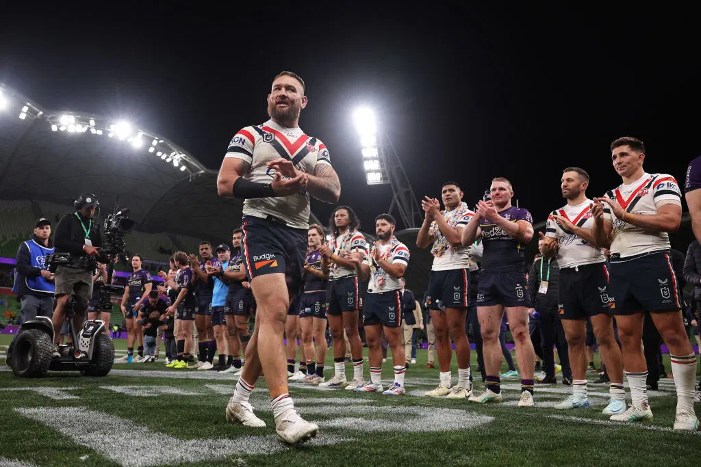 Jared Waerea-Hargreaves claps as he walks through a guard of honour.