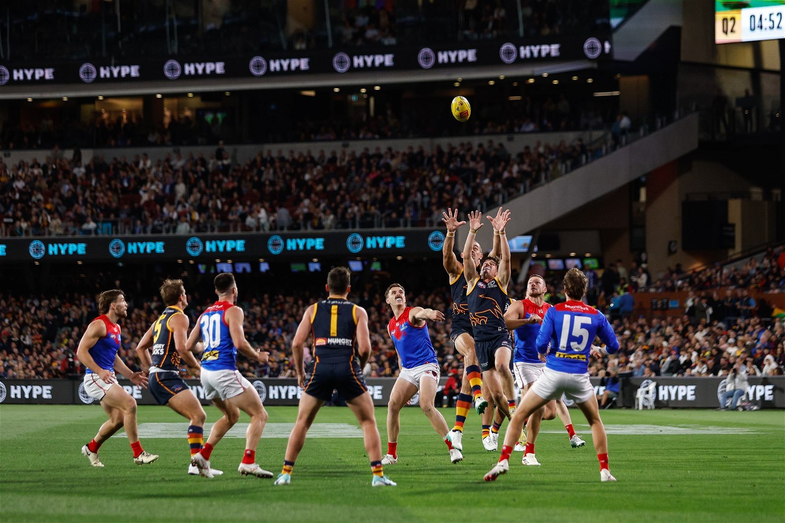 Crows and Demons players contest the ball