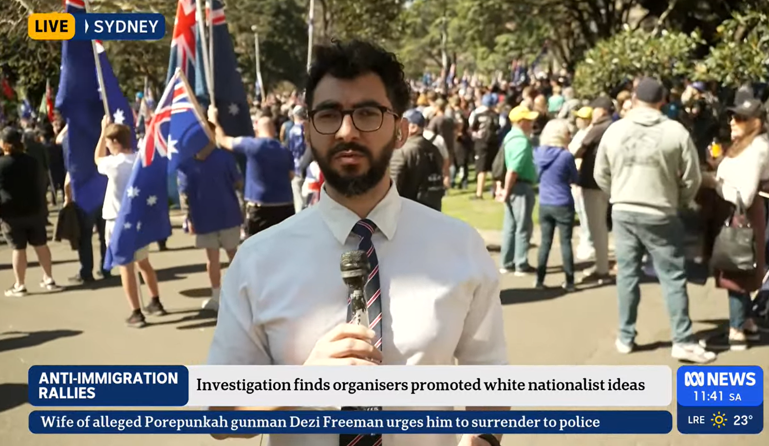 Reportero con sede en Sydney Nabil al-Nashar en el rally