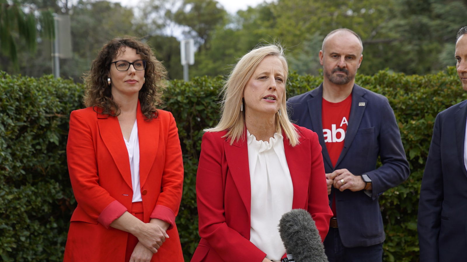 Katy Gallagher, centre, with Alicia Payne and Andrew Barr.