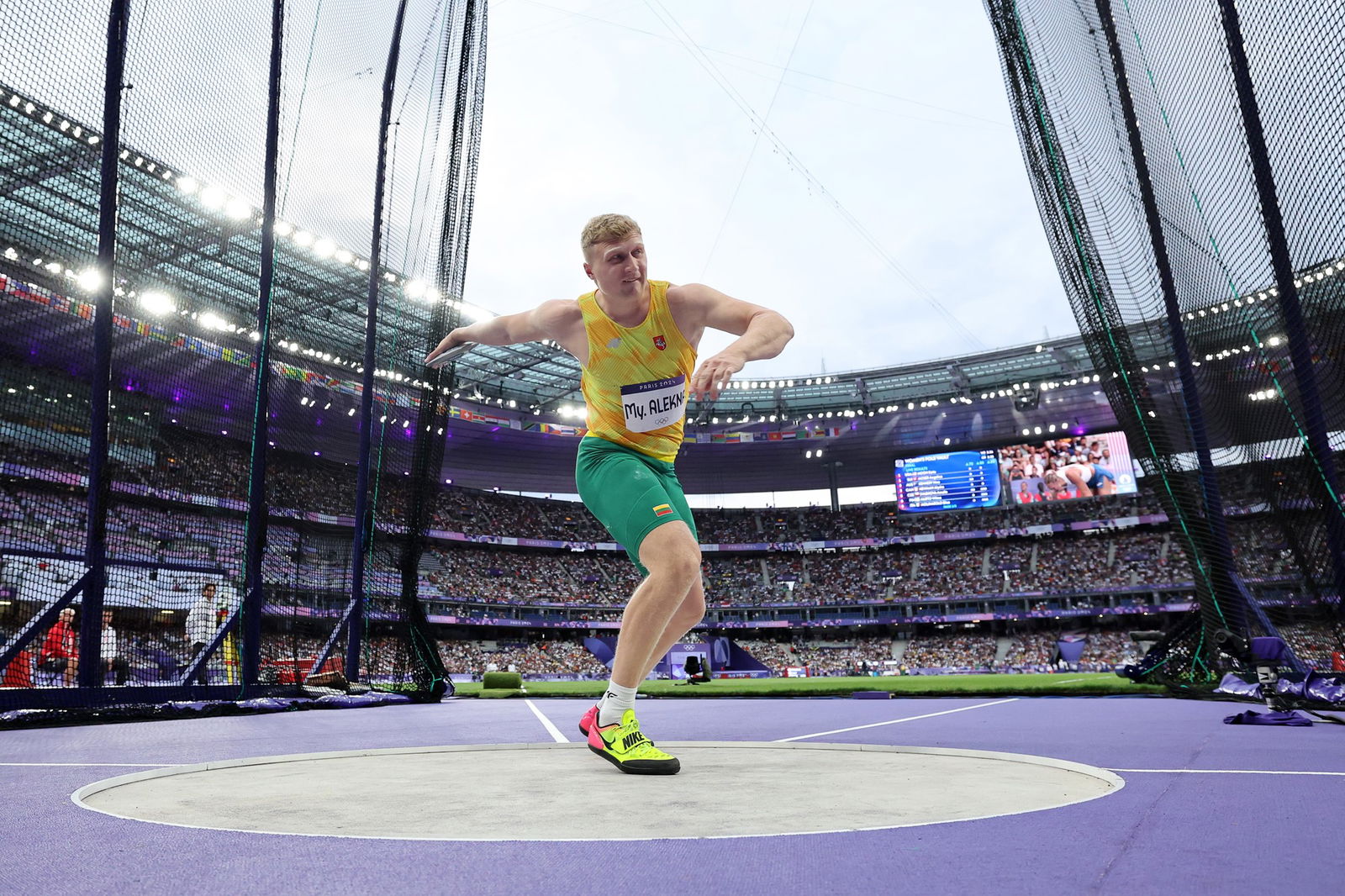 Mykolas Alekna prepares to throw the discus.