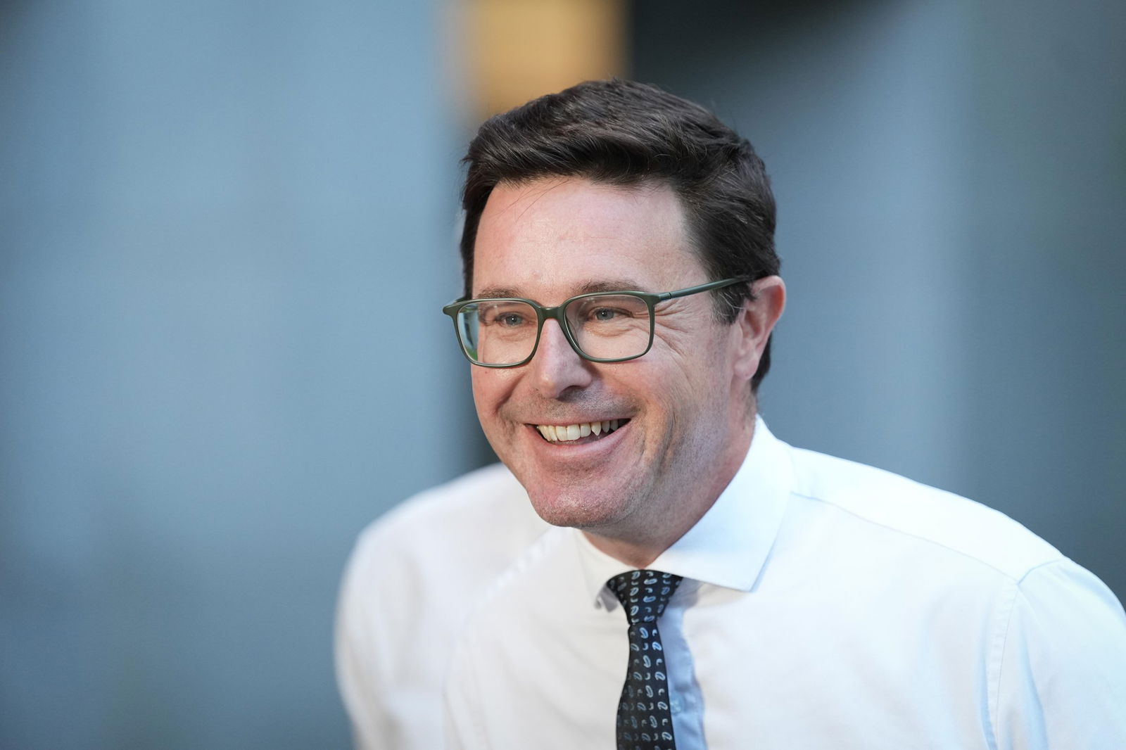 close up of david littleproud wearing white shirt and dark coloured tie