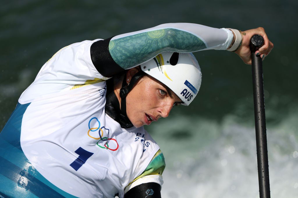 Jessica Fox paddles in the canoe slalom C1.