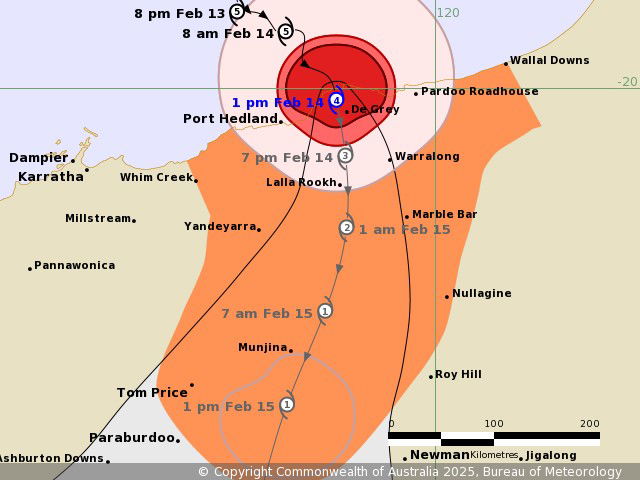 Cyclone Zelia forecast track map