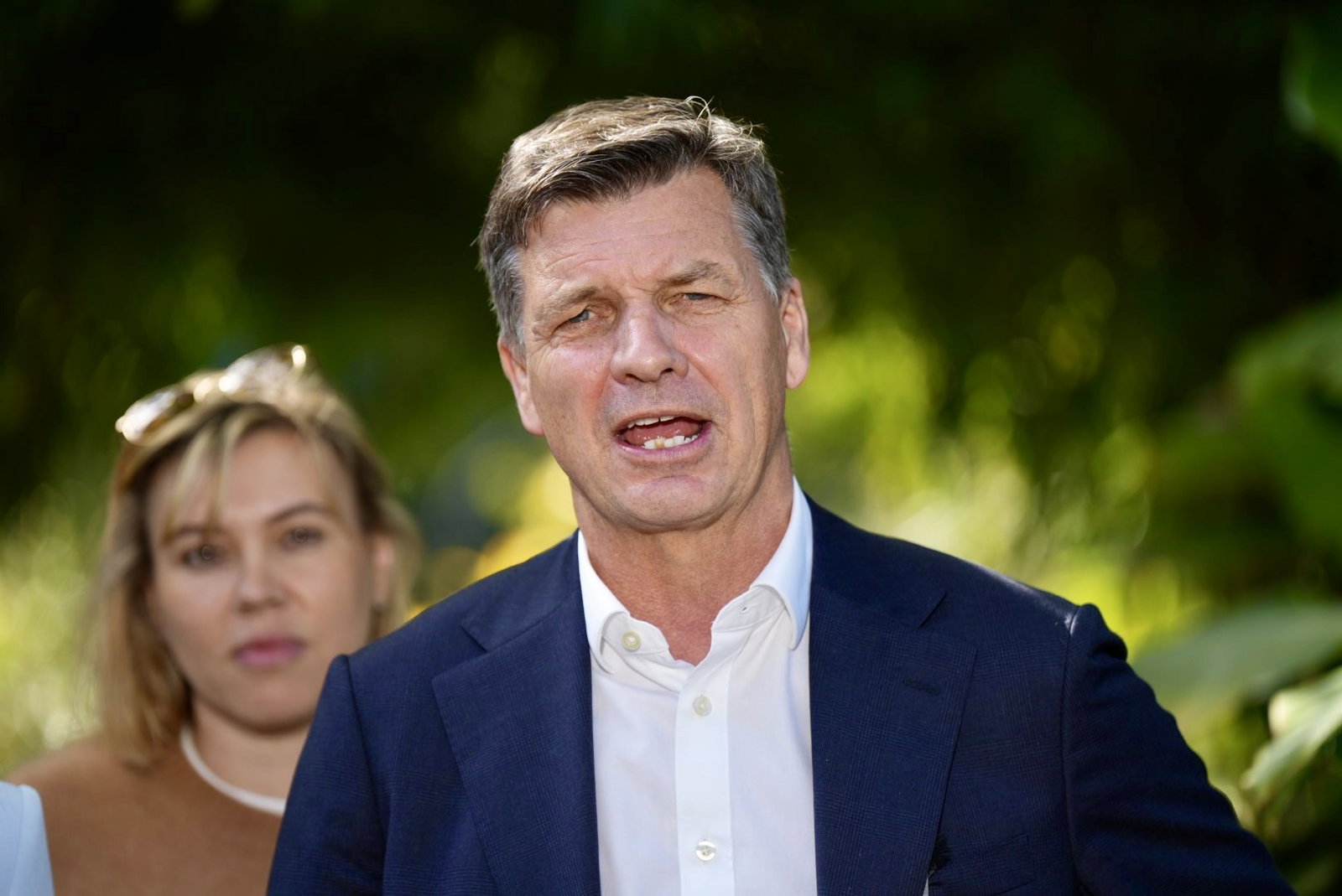 Angus Taylor speaks to the media.