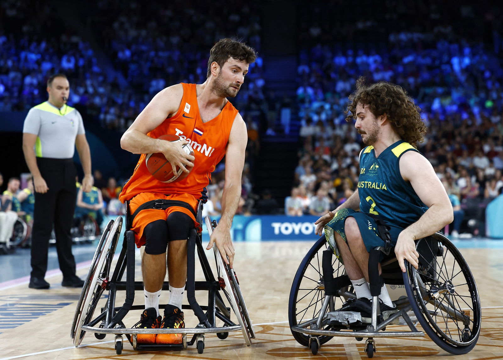 Mattijs Bellers of Netherlands in action against Frank Ponder of Australia