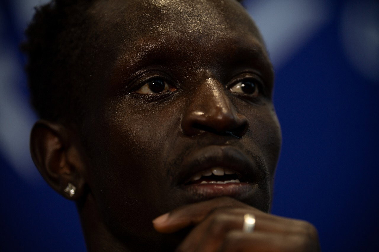 Peter Bol watches the second 800m semifinal intently 