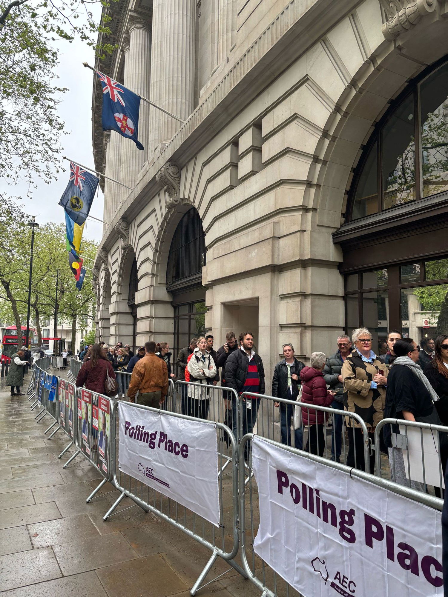 a line of people wearing winter clothes