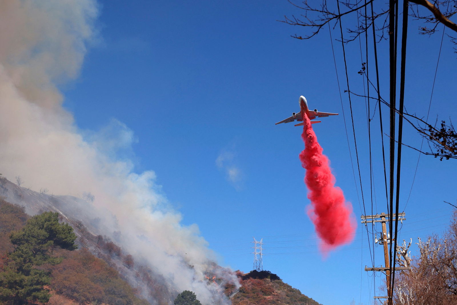 red powder drops from plane