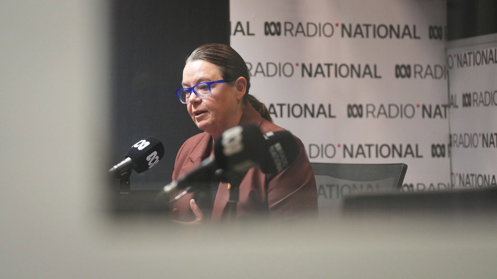 Madeleine King in the radio national studio.